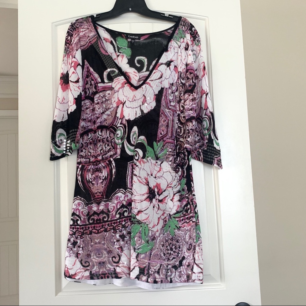 Bebe Floral Print Knit Dress